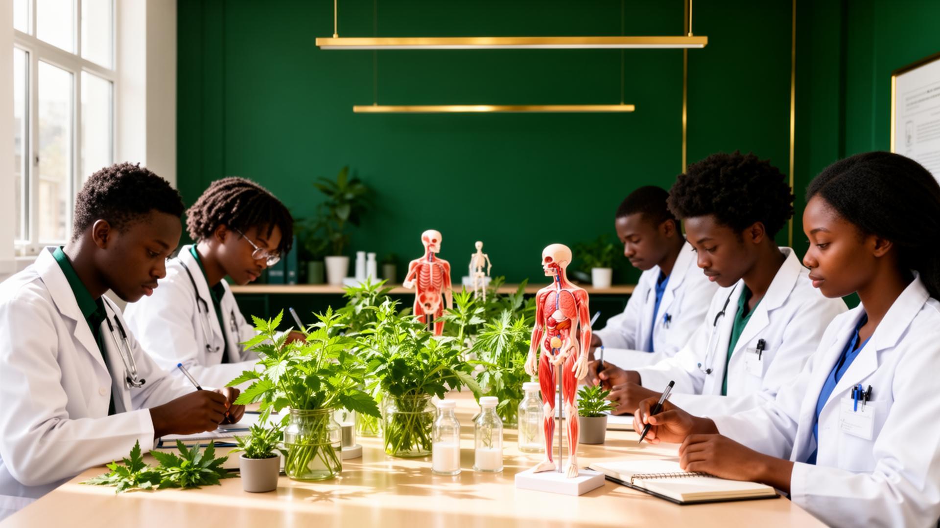 African naturopathy students in a modern classroom