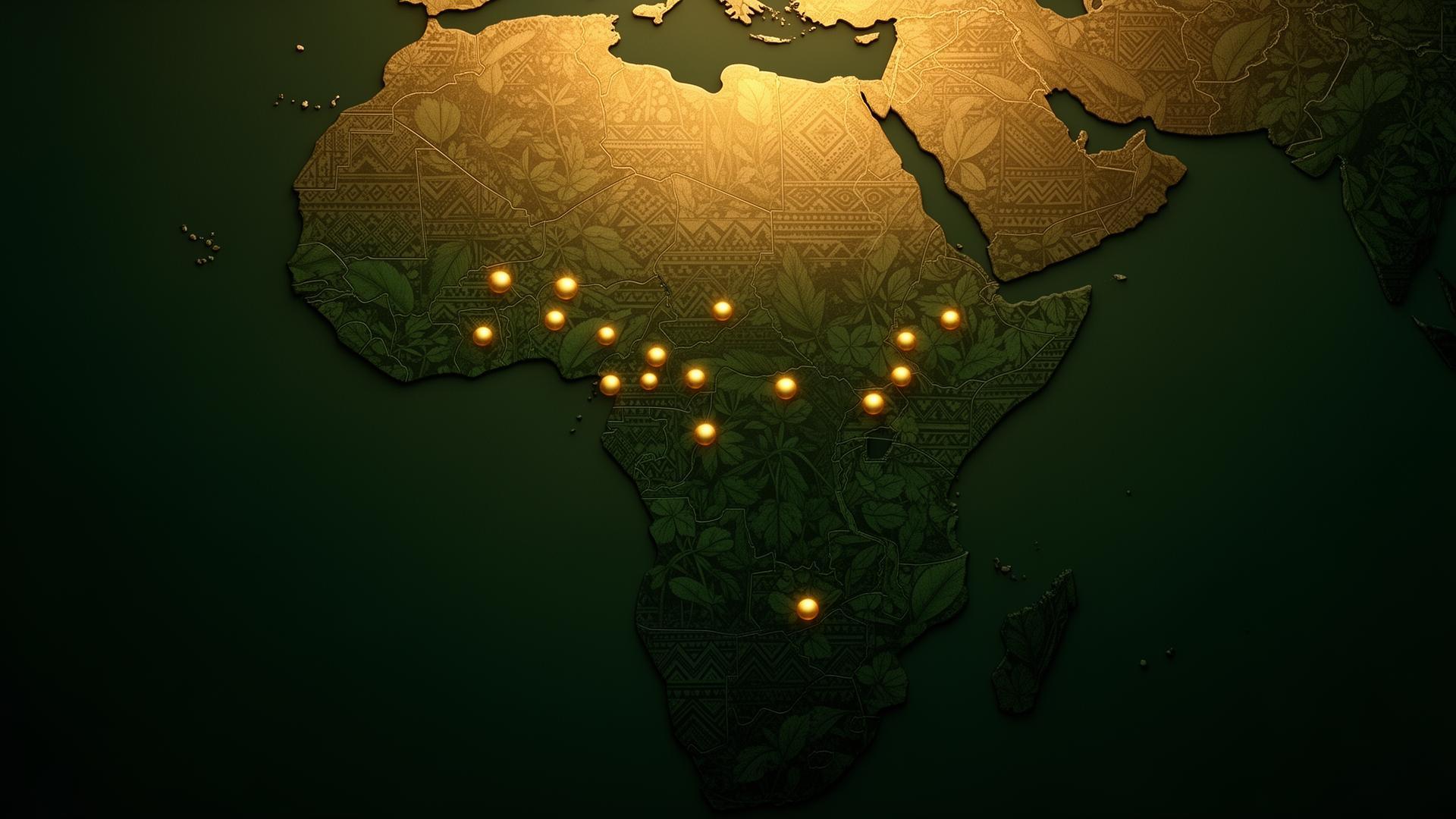 African continent illuminated with founding nations of ANF